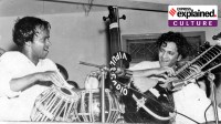 Sitar Player Pt. Ravi Shankar (right) with tabla player Chatur Lal during a concert.