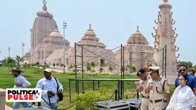 West Bengal Chief Minister Mamata Banerjee reviews preparations for the inauguration of the Lord Jagannath temple, at Digha, in Purba Medinipur district