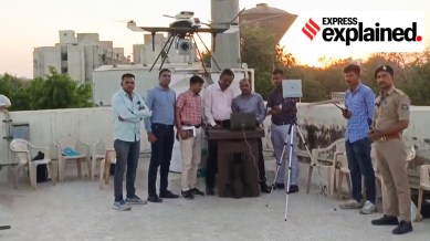 Gujarat police testing drone flights as part of the GP-DRASTI program.