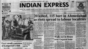 This is the front page of The Indian Express published on April 24, 1985.