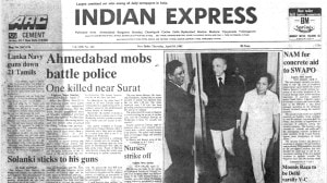 This is the front page of The Indian Express published on April 18, 1985.