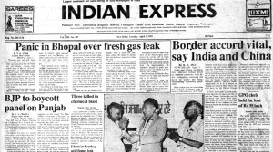 This is the front page of The Indian Express published on April 02, 1985.