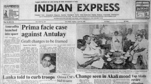 This is the front page of The Indian Express published on April 30, 1985.