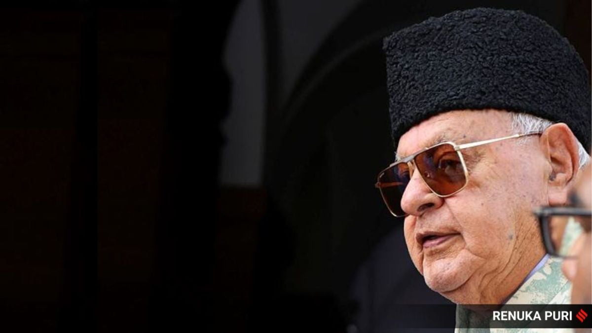 Dulat J&K MP Farooq Abdullah speaks with the media at Parliament House complex during the special session of Parliament in New Delhi, Monday, Sept. 18, 2023. Express photo by Renuka Puri