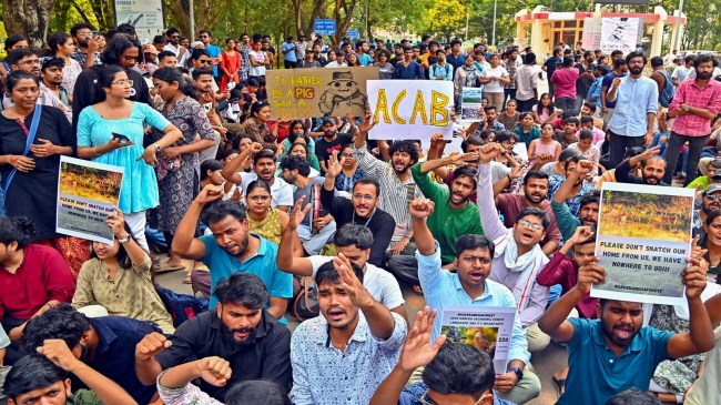 Hyderabad university students protest