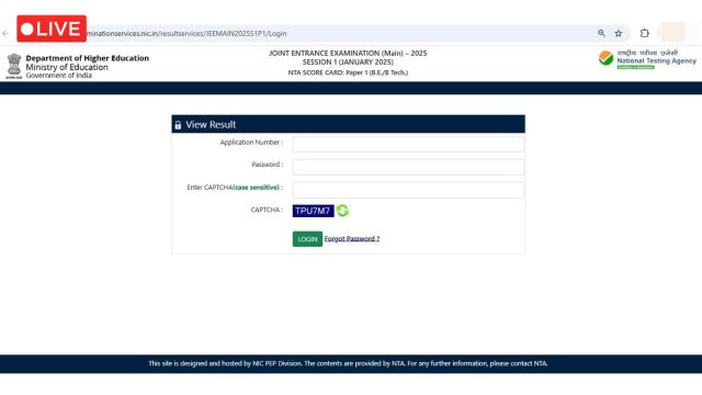 The official website to check JEE Main 2025 result is jeemain.nta.nic.in. The NTA official website will also be hosting the result. The official website of NTA is nta.ac.in.
