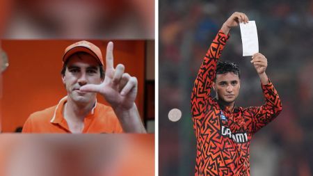 So Cummins was looking for the perfect emoji for when Abhishek celebrates - a raised L into the sky. (Instagram/BCCI)