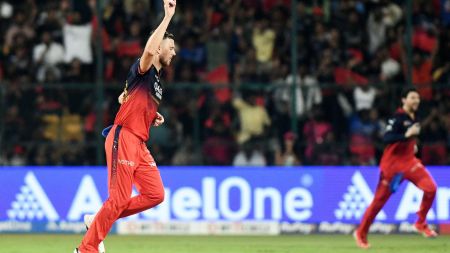 File image of Josh Hazlewood in action for RCB