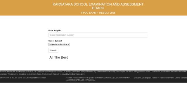 Karnataka 2nd PUC Results 2025, Karresults.nic.in