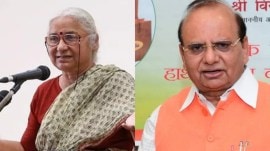 Social activist Medha Patkar and Delhi Lieutenant Governor V K Saxena, indian express