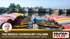 Shikara owners fish near the parked boats on the banks of the Dal Lake, in the aftermath of the Pahalgam terrorist attack, in Srinagar