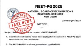 NEET PG 2025 exam date unchanged: PIB clarifies fake notice