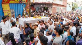 Ganbote’s final journey began from his Kondhwa residence on Thursday morning. Kaustubh Ganbote was killed along with 26 others in Pahalgam terrorist attack. Express photograph by Arul Horizon.