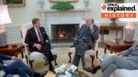 fed us pres US President Ronald Reagan (left) and Fed chief Paul Volcker meet to discuss monetary policy in the Oval Office in 1981.