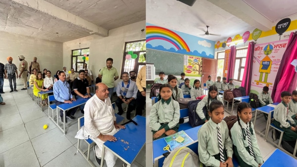 MP Arora during inauguration on April 11. The whitewashed facade and the classroom