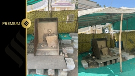 The skeleton ‘Samadhi wale Babaji’ at Vadnagar, Mehsana | Express photo
