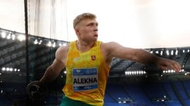 Mykolas Alekna improved his own world record by more than one metre to become the first man to cross 75m. (Reuters)