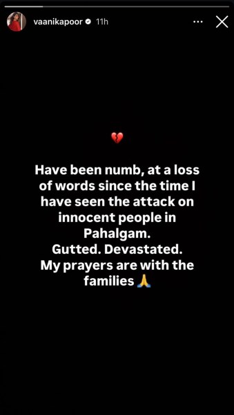Vaani Kapoor on her Instagram story