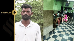 Kurubara Suresh (left); A photo shot by Suresh’s friends on April 1, 2025, shows his “murdered” wife Mallige (in pink) having coffee with her alleged boyfriend (right)