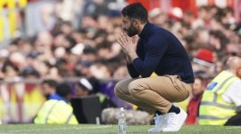 Manchester United manager Ruben Amorim during Premier League match against West Ham United at Old Trafford. (AP)