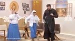 Her performance quickly prompted another nun, who joined her with some dance moves, and moments later, a priest in a black robe jumped in (Image source: EBU/TV/PAI ETERNO)