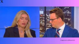 After Camryn Kinsey fell off her chair, anchor Hunt continued speaking for several seconds