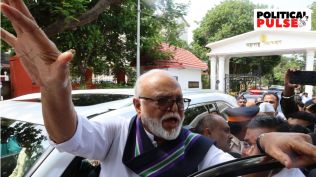 Chhagan Bhujbal coming out of Vidhan Bhavan post oath. Express Photo by Ganesh Shirshekar