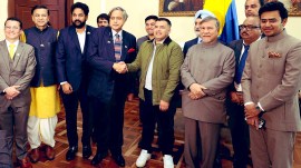 The Shashi Tharoor-led delegation in Bogota, Colombia, on Friday. (Photo: X/@ShashiTharoor)