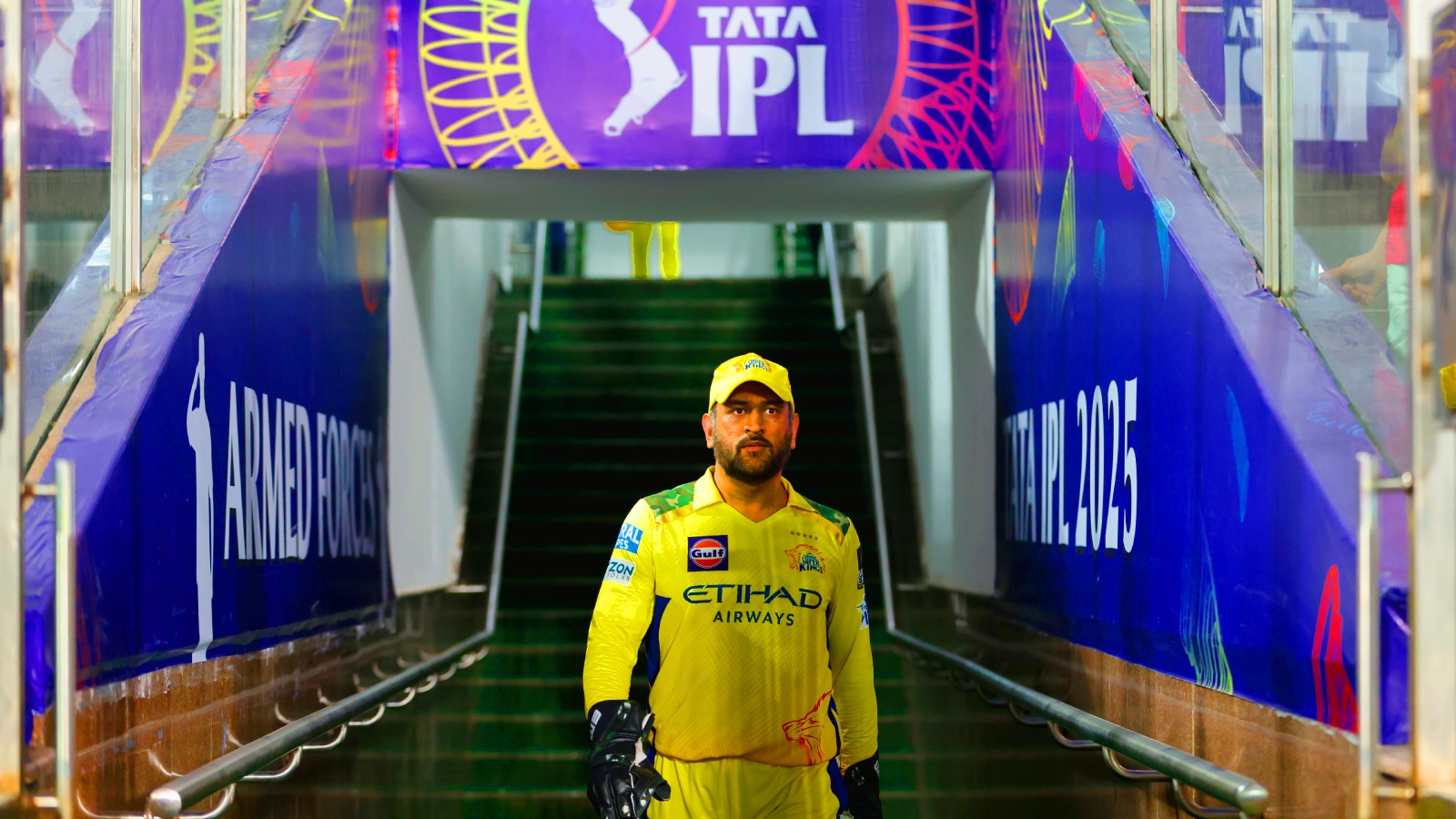 MS Dhoni of Chennai Super Kings during match 62 of IPL 2025 between Chennai Super Kings and Rajasthan Royals at the Arun Jaitley Stadium, Delhi. (Sportzpics for IPL)