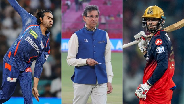  Digvesh Rathi, Harsha Bhogle and Jitesh Sharma in action during IPL 2025. (Sportzpics for IPL)