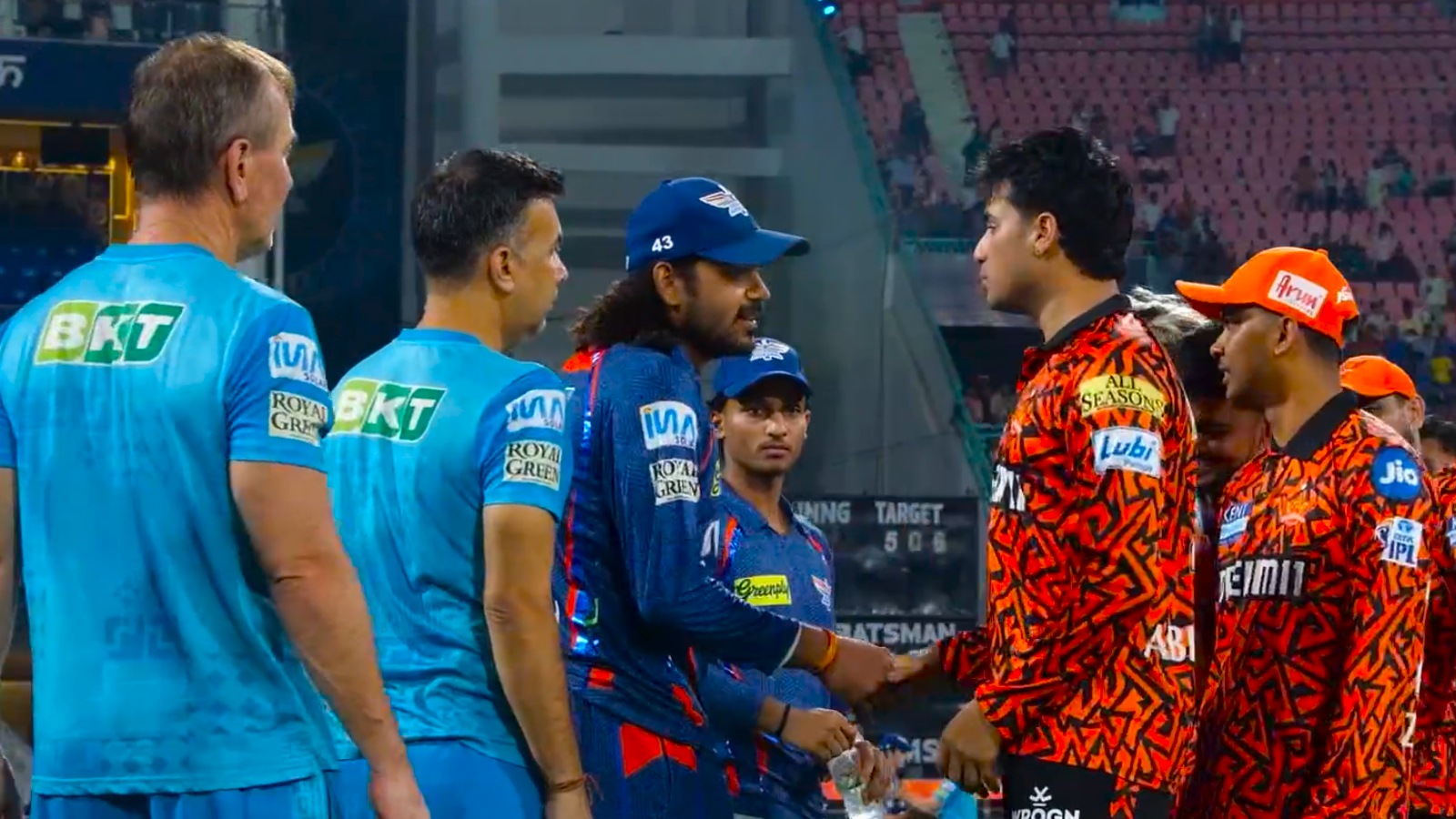 Digvesh Rathi and Abhishek Sharma clash in IPL 2025 game between LSG and SRH