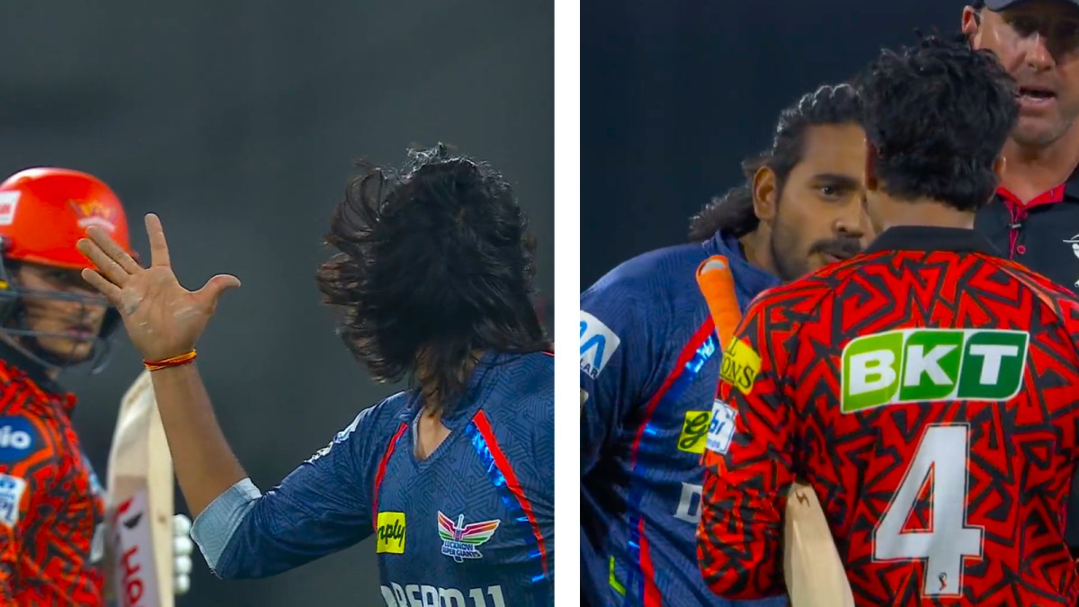 Digvesh Rathi and Abhishek Sharma clash in IPL 2025 game between LSG and SRH