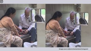 As she gently guides him and holds the nail paint bottle, he attentively follows her instructions, carefully painting each nail with red colour (Image source: @iamrohantamhane/Instagram)