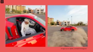 After grandson handed the car keys to Kishan Singh, he got into the car with his friend and started to to drift and spin the car