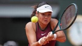 Emma Raducanu in action against Iga Swiatek in the second round of the French Open 2025. (AP)