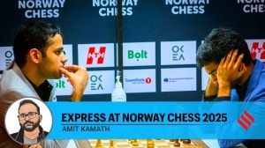 Gukesh contemplates his next move in the defeat against Arjun Erigaisi on Tuesday. (PHOTO: Michal Walusza via Norway Chess)