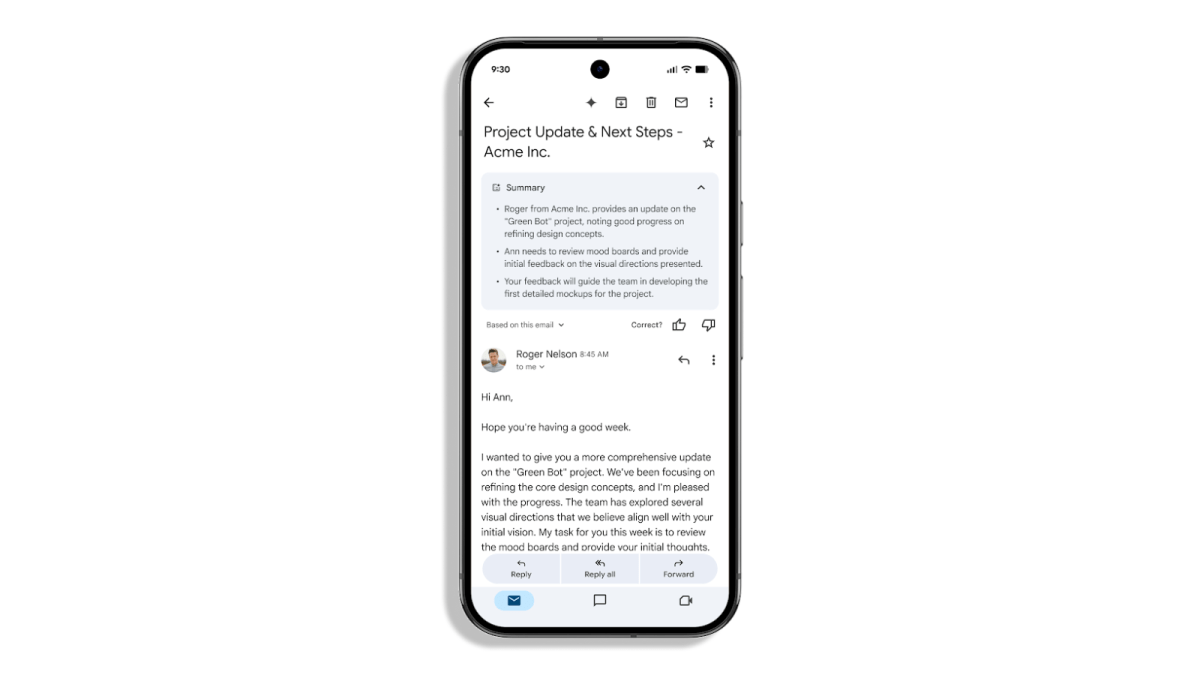 Gemini will now automatically summarise select emails for you.