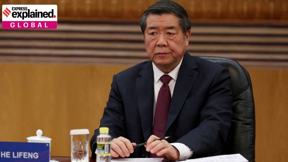 Chinese Vice Premier He Lifeng attends a meeting with global business leaders at the Great Hall of the People in Beijing, China, in March 2025.
