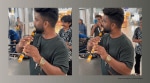 Flautist performs at the Raipur airport