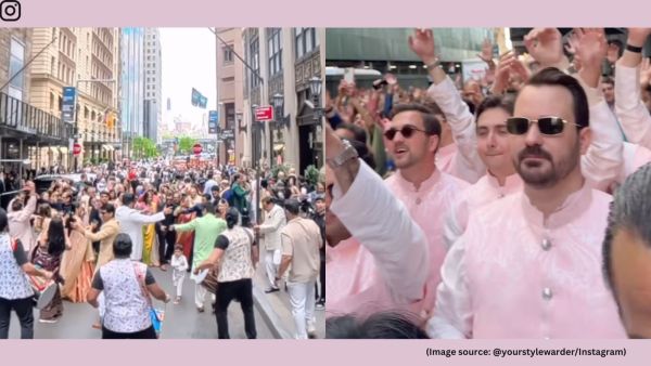 The wedding party dances to upbeat tracks played by the DJ in their traditional Indian outfits (Image source: @yourstylewarder/Instagram)