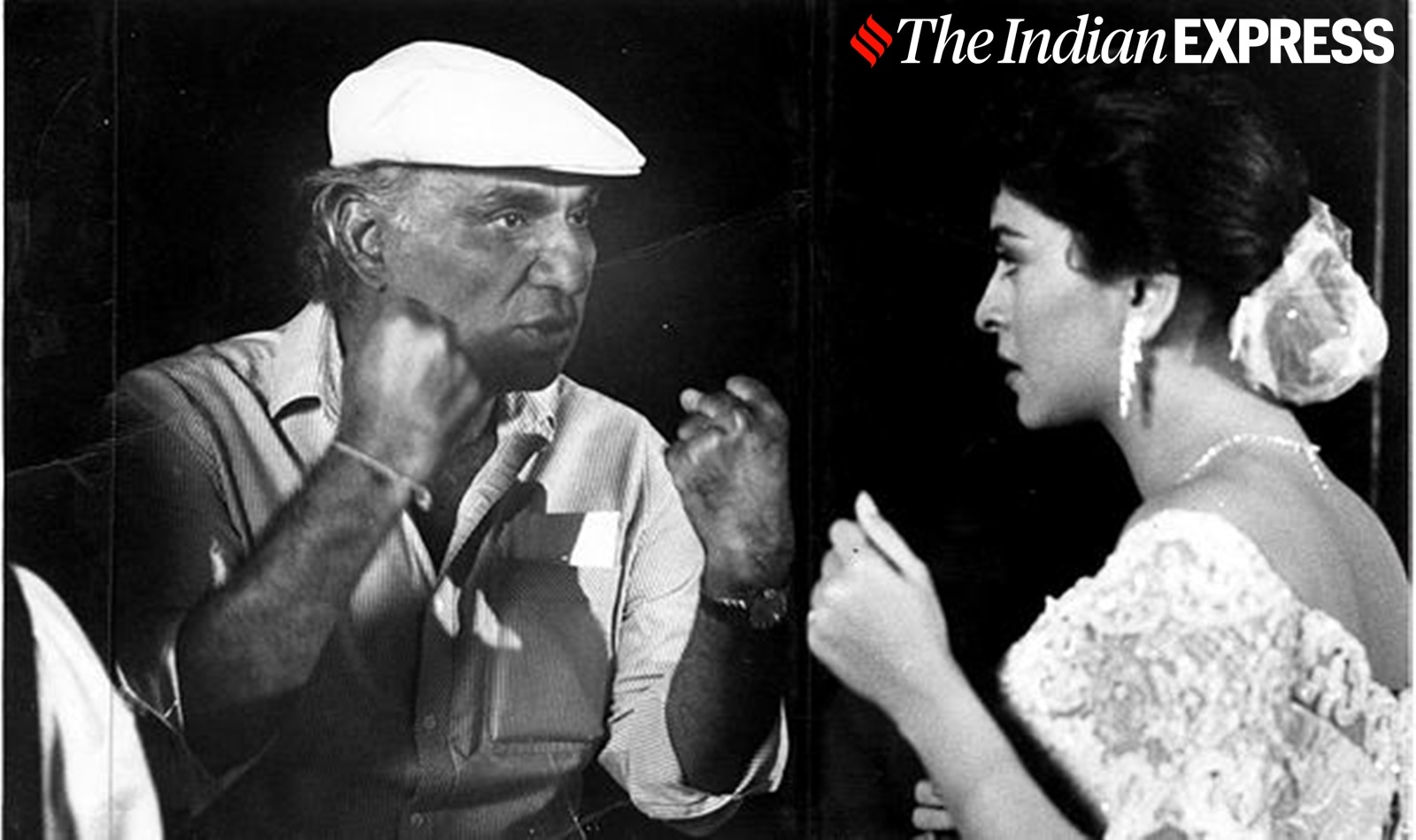 Film Director Yash Chopra with Juhi Chawla on the set of film DARR