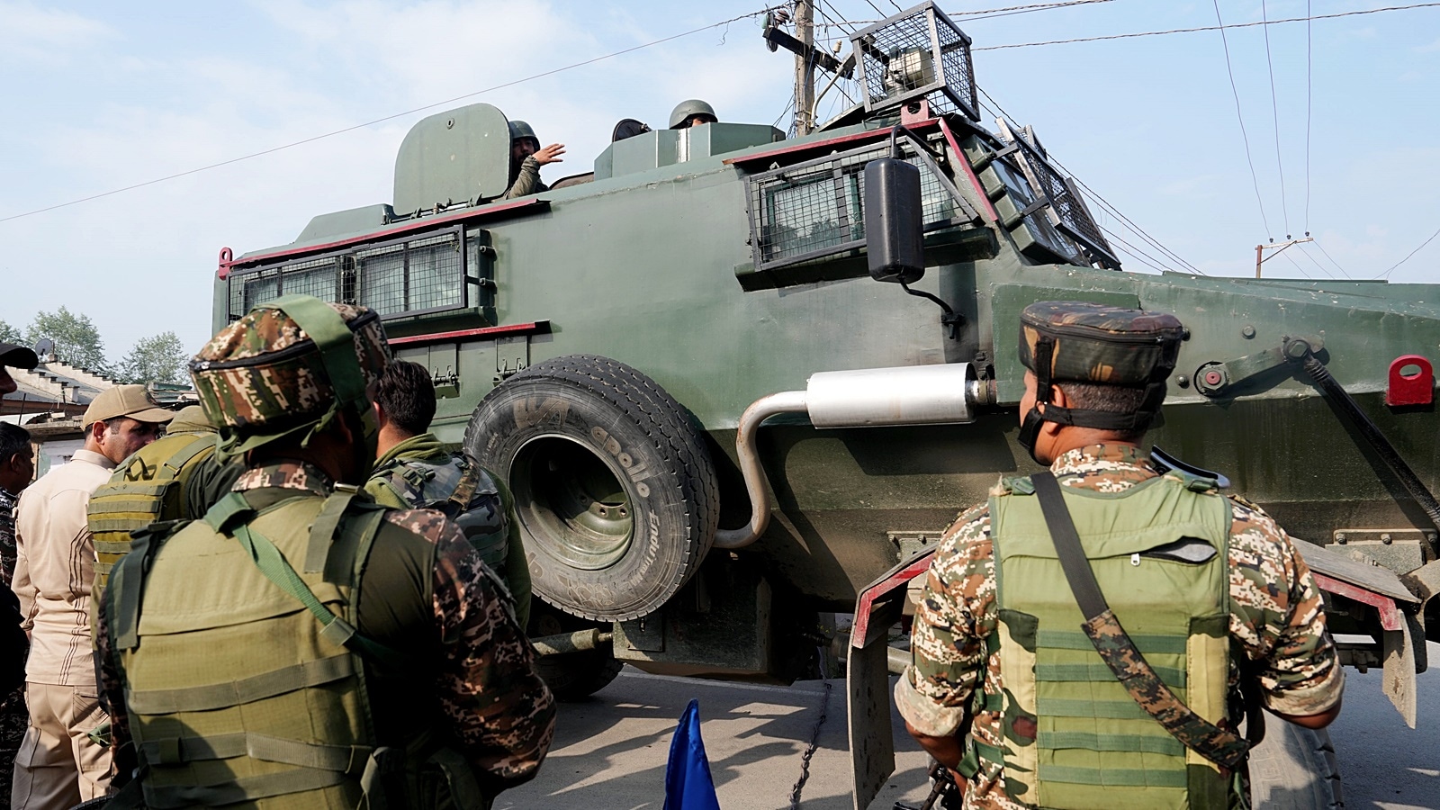 An armoured vehicle of the Indian Army in Pulwama