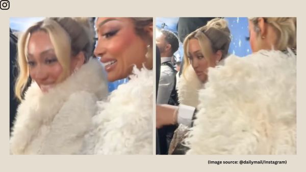 A member of the media approaches the women and asks, “Hi guys! What are you wearing today?"