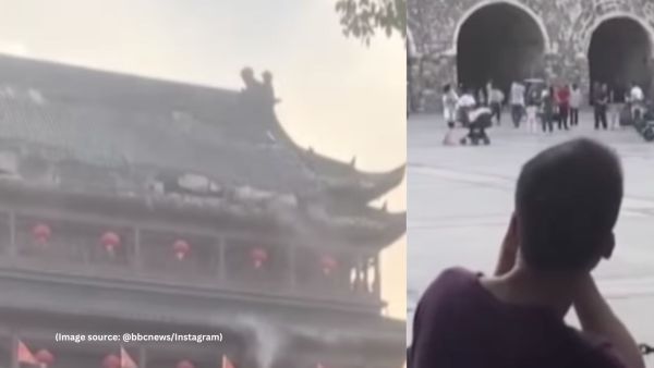 An official statement from the Culture and Tourism Bureau of Fengyang County confirmed that local authorities quickly evacuated the area and set up safety barriers to prevent further risk (Image source: @bbcnews/Instagram)