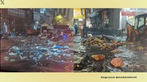 The India Meteorological Department (IMD) data shows the Santacruz observatory recorded 62 mm of rain, while the Colaba station reported 23 mm (Image source: @mumbaimatterz/X)