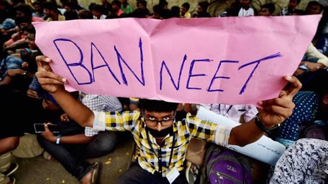 File Photo of Loyola College students during a protest seeking a ban on NEET, in Chennai.