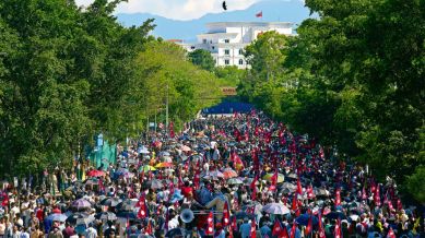 Nepal Republic Day, Nepal Republic Day monarchists rally, Nepal Republic Day rally, Indian express news, current affairs
