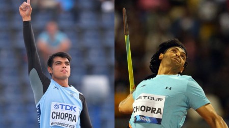 L-R: Neeraj Chopra set a new the U20 world record with his 86.48m throw before breaching 90m mark in Doha. (World Athletics/Reuters)