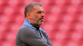 Ange Postecoglou during a training session with Spurs. (Photo: AP)
