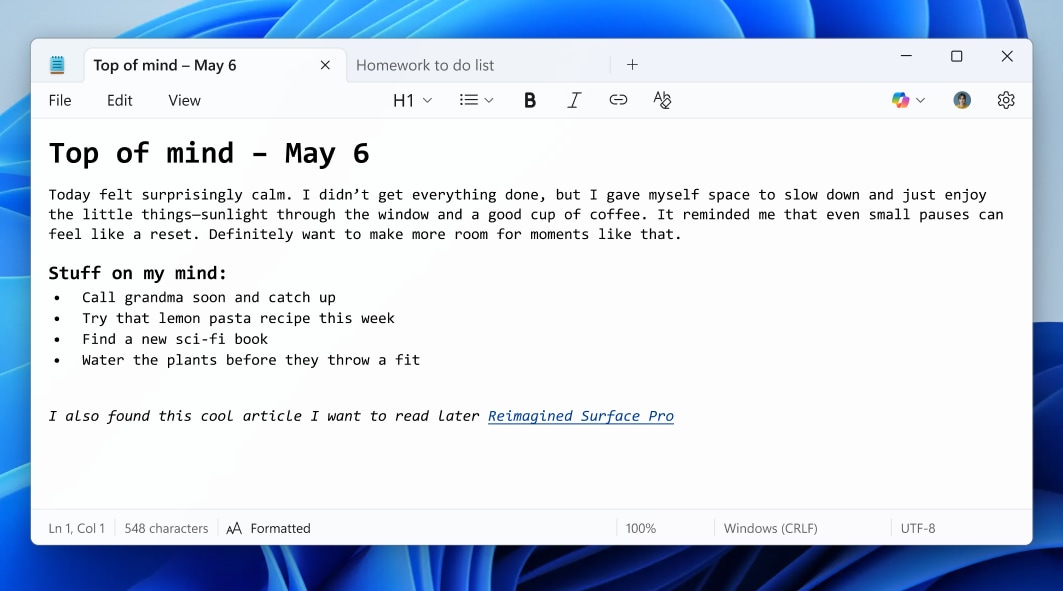 Notepad's new features might finally make it a WordPad replacement.